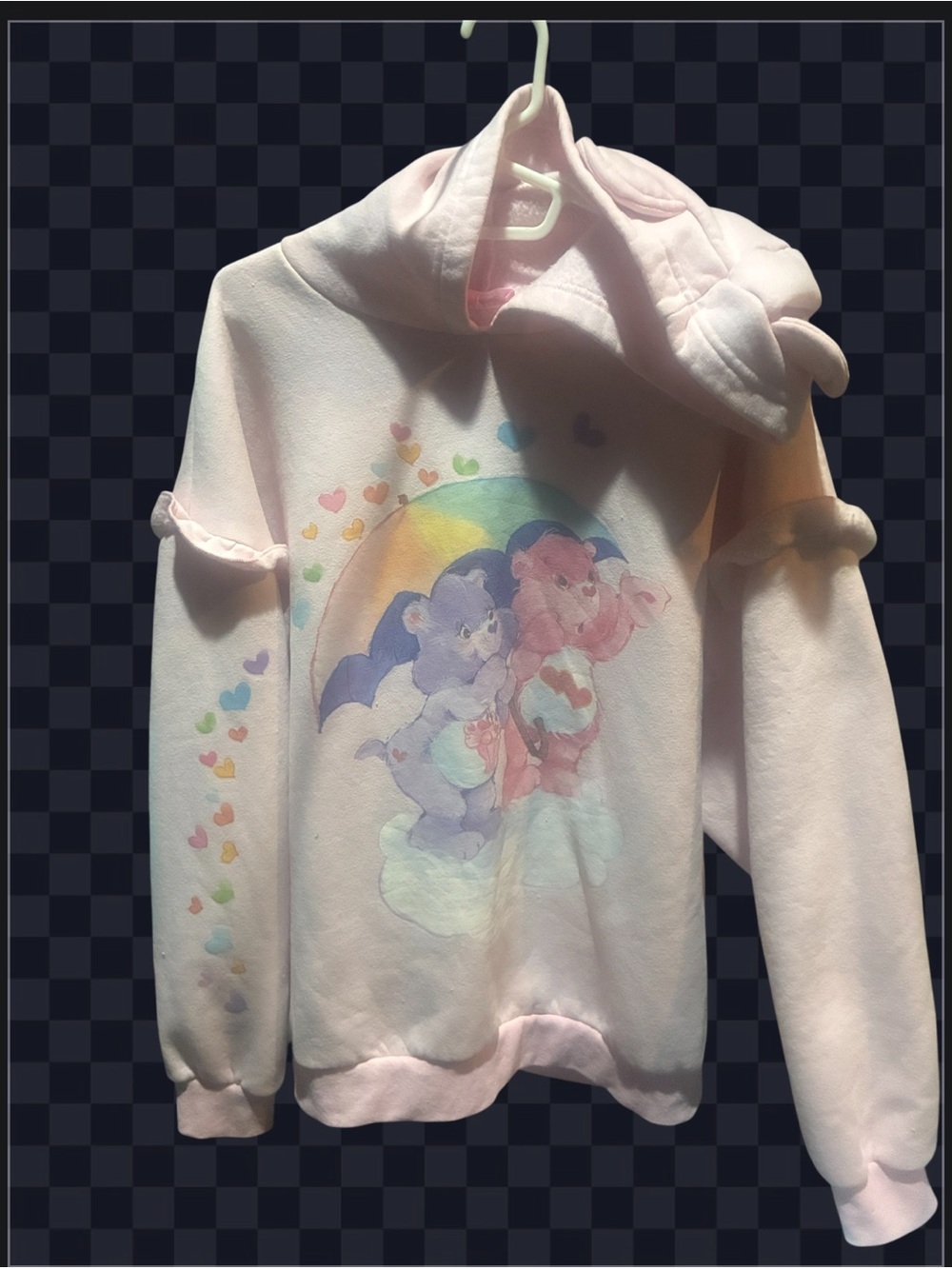 RARE Dolls Kill x Care Bears “Loving You” Pink Oversized Ruffle Hoodie SizeM/L